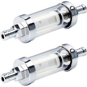 Big Autoparts 5/16 inch 9447 Inline Fuel Filter With Clear View Glass And Chrome