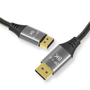 CABLEDECONN 2PACK Ultra HD 8k Displayport Cable 1.4، كابل منفذ العرض (8K@60 هرتز، 4K@144 هرتز، 2K@240 هرتز) HBR3، كابل Bradied 32.4 جيجابت في الثانية DP إلى DP لشاشة الألعاب، HDR/HDCP/FreeSync/G-Sync (1.5 متر) )