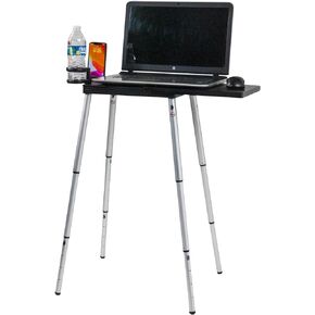 Plus Computer Laptop Notebook Stand Sit Down Desk Table Adjustable Height 12 to 29 inches Black Foldable Ergonomic Lighweight Portable Mobile Fits 15 inch Laptops for Home Office Travel