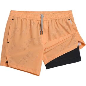 maamgic Mens Running Shorts with Compression Liner 5" Quick Dry Workout Gym Shorts Anti-Chafe 2 in 1 Athletic Shorts