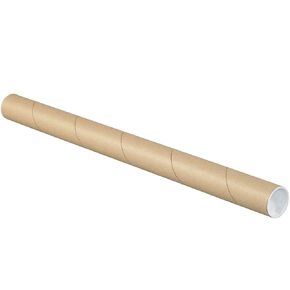 Aviditi Kraft Mailing Tubes with Caps, 1 1/2" x 20", Pack of 50, for Shipping, Storing, Mailing, and Protecting Documents, Blueprints and Posters