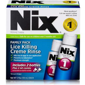 Nix Lice Killing Crème Rinse Family Pack, 4 Fl Oz Crème Rinse and 2 Nit Combs (Pack of 1)