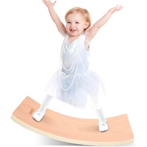 Asweets Wooden Wobble Balance Board Kids Rocker Board Natural Wood Toddler Balance Board Open Ended Learning Toy for Easy Storage in Kuwait
