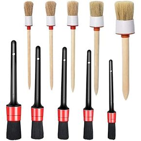 10PCS DUALSHINE Car Auto Detailing Brush Set, Auto Detailing Brushes Cleaner Car Detailing Brushes Exterior, Car Interior Brush for Detailing Cars Automotive Interior, Wheels, Exterior, Leather