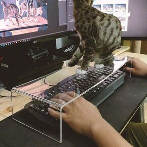 Clear Acrylic Keyboard Cover Protector Anti-Cat,2 in 1 Keyboard Bridge Protector and Monitor Stand in Saudi Arabia