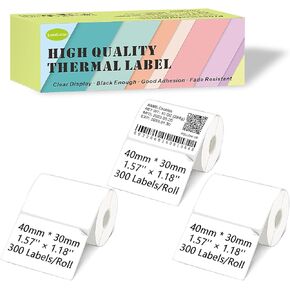M110 Labels, T50M Labels, 40 x 30mm Thermal Labels, 1.57''x1.18'' Thermal Labels for Thermal Printer, for Phomemo M220 M200 M120 M221, Supvan T50M Pro, Clabel 221B, NIIMBOT B1 (300 Labels/Roll x 3)