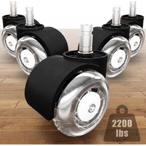2 inch Chair Wheels for Office Chair-Office Chair Casters Wheels（set of 5),Caster Wheels Heavy Duty Support 2200lbs,Universal Fit Office Chair Wheels for Carpet
