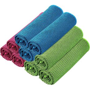 AUGSUN 9PCS Snap Cooling Sport Towels for Neck Absorbent Microfiber Fast Drying Ice Towel for Yoga Gym Camping Fitness Running Exercise
