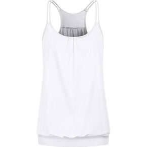 Women's Yoga Tops Loose Fit Double Spaghetti Strap Tank Tops with Baned Bottom in Kuwait
