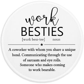 لوحة ماوس تعريفية من Work Besties، هدايا مكتبية، ملحقات مكتب المنزل، حصيرة ماوس مستديرة ملهمة لمستلزمات ألعاب الكمبيوتر المحمول، لوحة ماوس ذات حافة مخيطة مع قاعدة مطاطية مضادة للانزلاق
