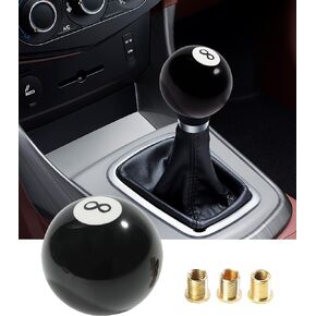 8 Ball Billiard Round Manual Gear Shift Lever Shifter Knob with 3 Adapters,Universal Gear Shift Stick Shifter Knob Lever Cover 4 5 6 Speed,Fit for Manual Car M8*1.25, M10*1.25, M10*1.5