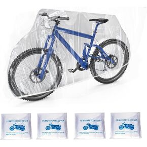 Disposable Clear Plastic Bike Cover One to Many Bikes - Waterproof Dust Cover for Mountain, Electric, Road Bikes & Travel, Gym Equipment Indoor & Outdoor (Medium)