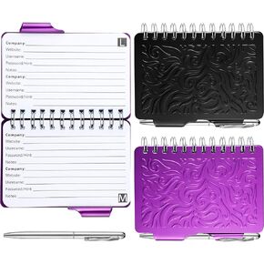 2 Pieces Portable Password Book Password Organizer Notebook Elegant Mandala Pattern Password Book Keeper with Pen, Spiral Bound Notebook for Password Information (Beige, Pink)