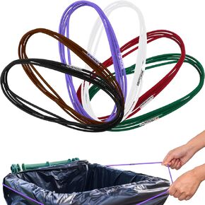 Riakrum 6 Pieces Trash Can Rubber Bands for 60-98 Gallon Garbage Cans Perimeter from 102 Inches to 150 Inches, 6 Colors(Round)