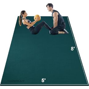 Large Exercise Mat 8'x5'|12'x6' Workout Mat for Home Gym Mats Exercise Heavy Duty Gym Flooring Fitness Mat Large Yoga Mat Cardio Mat for Weightlifting, Jump Rope, MMA, Stretch, Plyo, HIIT, Shoe-Friendly