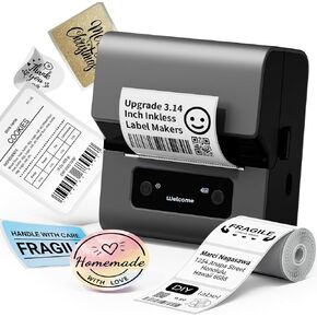 Phomemo Label Maker- Pink M221 Upgrade Barcode Label Maker, Portable Bluetooth Thermal Inkless Label Printer for Small Business, Clothing, Address, Mailing, Support Phone& PC