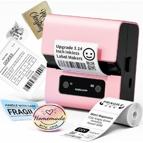 صانع ملصقات Phomemo- Pink M221 ترقية صانع ملصقات الباركود، طابعة ملصقات حرارية بلوتوث محمولة بدون حبر للأعمال الصغيرة والملابس والعناوين والبريد ودعم الهاتف والكمبيوتر الشخصي in Kuwait