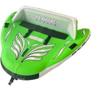 RAVE Sports 3 Person Inflatable Durable Nylon Wake Hawk Towable Boating Water Tube Raft with 6 Handles, Knuckle Guards, and 2 Air Chambers, Green