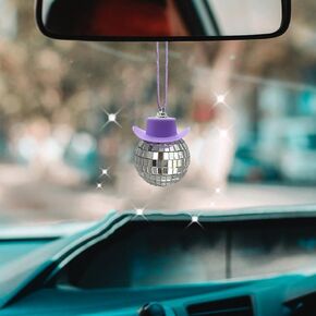 Black Disco Ball Cowboy Hat Car Accessory, Mirror Ornament, Interior Accessories