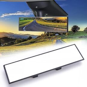 Rear View Mirror, Universal Interior Clip-on Wide Angle Mirror, Panoramic Flat HD Rearview Mirror, Anti Glare, Clear Tint, Accessories for Car SUV Trucks Vehicles (16"*3.15")
