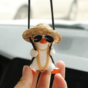 Swinging Duck Car Hanging Ornament, Cute Car Hanging Accessories for Rear View Mirror, Car Pendant Duck Hanging Swing