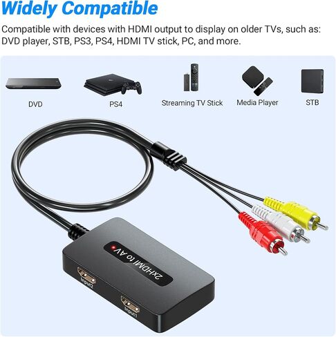 4K HDMI to Component Converter with Scaling Function, HDMI to YPbPr Converter Support 4K/60Hz Input, Support 480i/576i Component Output, Compatible with DVD/PS3/PS4/PS5/Amazon Fire TV Sticks in Kuwait