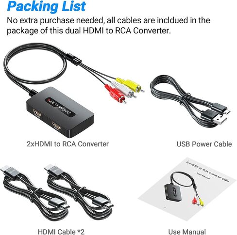 4K HDMI to Component Converter with Scaling Function, HDMI to YPbPr Converter Support 4K/60Hz Input, Support 480i/576i Component Output, Compatible with DVD/PS3/PS4/PS5/Amazon Fire TV Sticks in Kuwait