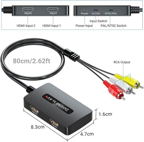 4K HDMI to Component Converter with Scaling Function, HDMI to YPbPr Converter Support 4K/60Hz Input, Support 480i/576i Component Output, Compatible with DVD/PS3/PS4/PS5/Amazon Fire TV Sticks in Kuwait