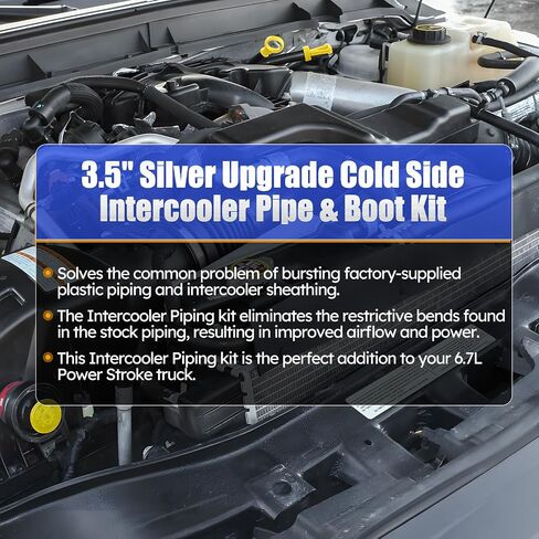 Upgrade Cold Side Intercooler Pipe & Boot Kit For 2011-2016 Ford F-250 F-350 F-450 Powerstroke Diesel 6.7L - 3.5" Silver intercooler piping kit BC3Z6F073A BC3Z6F073B in Saudi Arabia