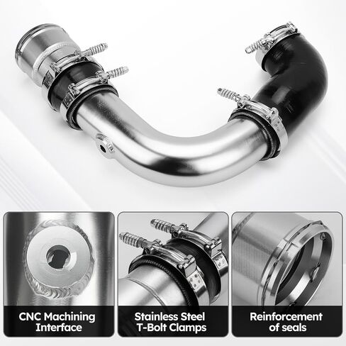 Upgrade Cold Side Intercooler Pipe & Boot Kit For 2011-2016 Ford F-250 F-350 F-450 Powerstroke Diesel 6.7L - 3.5" Silver intercooler piping kit BC3Z6F073A BC3Z6F073B in Saudi Arabia