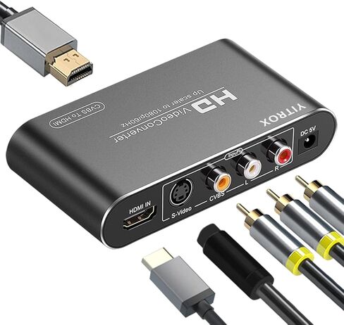 AV Svideo HDMI to HDMI Converter Upscaler, 3RCA CVBS AV Svideo R/L HDMI to HDMI Converter Scaler Support 1080P for Wii, PS2, PS3, Xbox 360, Blu ray Player, DVD and More in Kuwait