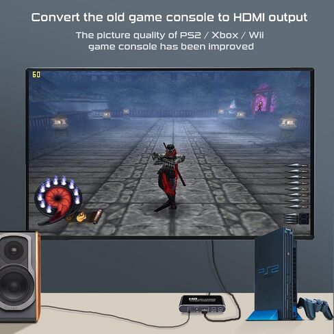 AV Svideo HDMI to HDMI Converter Upscaler, 3RCA CVBS AV Svideo R/L HDMI to HDMI Converter Scaler Support 1080P for Wii, PS2, PS3, Xbox 360, Blu ray Player, DVD and More in Kuwait