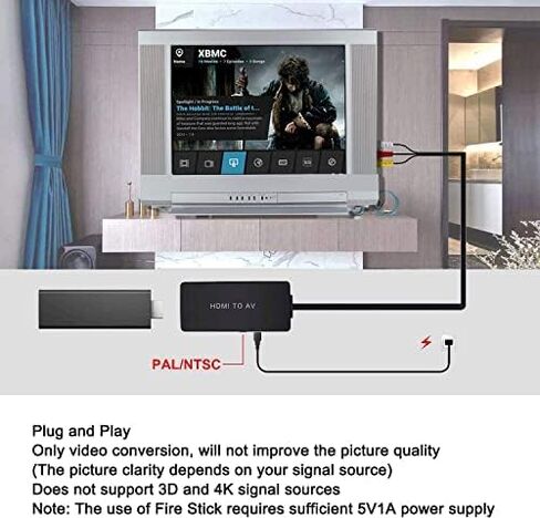 BD&M HDMI to RCA Converter, HDMI to AV Adapter 3RCA CVBs Composite Video Audio Converter Supports PAL/NTSC for Older TV, Fire Stick, Roku, TV Box, DVD, etc in Kuwait