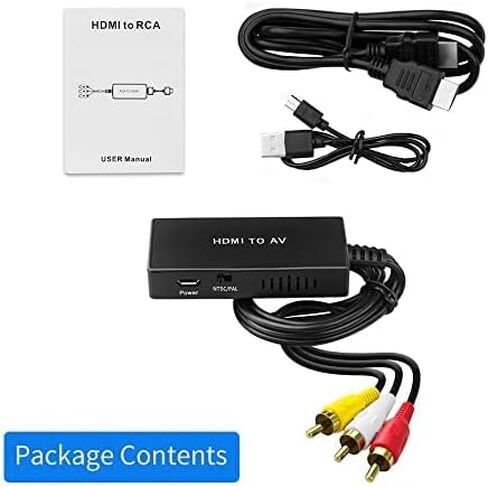 BD&M HDMI to RCA Converter, HDMI to AV Adapter 3RCA CVBs Composite Video Audio Converter Supports PAL/NTSC for Older TV, Fire Stick, Roku, TV Box, DVD, etc in Kuwait