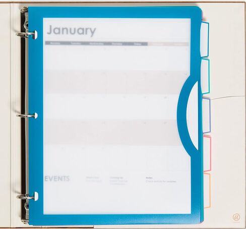U Brands 5-Tab Poly Dividers with Clear View Pockets, Set of 10, Assorted Brights, 3-Hole Punched in Saudi Arabia
