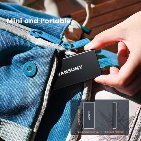 Vansuny 250 جيجابايت USB 3.1 SSD خارجي محمول، 430 ميجابايت/ثانية عالي السرعة USB C Mini Metal محرك أقراص الحالة الصلبة الخارجي المحمول للكمبيوتر الشخصي والكمبيوتر المحمول والهواتف والمزيد in Saudi Arabia