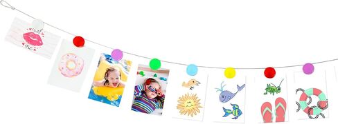 Kids Artwork Display for Wall Rainbow Dot Art Cable Multi Purpose Steel Wall Hanging Photo Display Wire Rod String with 12 Clips Art Display for Picture DIY Nursery Playroom Classroom Decor in Kuwait