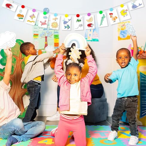 Kids Artwork Display for Wall Rainbow Dot Art Cable Multi Purpose Steel Wall Hanging Photo Display Wire Rod String with 12 Clips Art Display for Picture DIY Nursery Playroom Classroom Decor in Kuwait