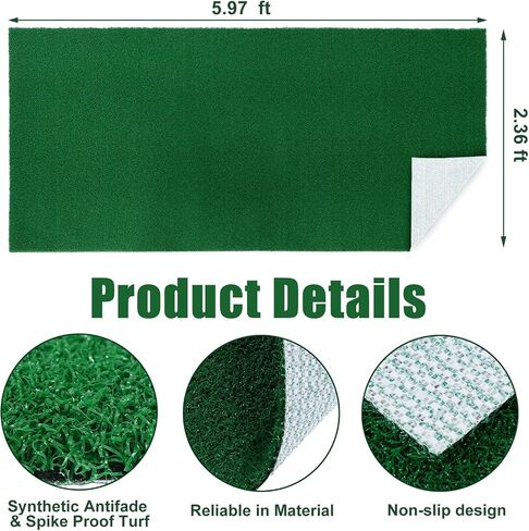 Baseball Softball Training Batting Mat 5.97 x 2.36 ft Heavy Duty Hitting Mat Softball Training Equipment for Indoor Outdoor Floors Garage Backyard Training, Green in Saudi Arabia
