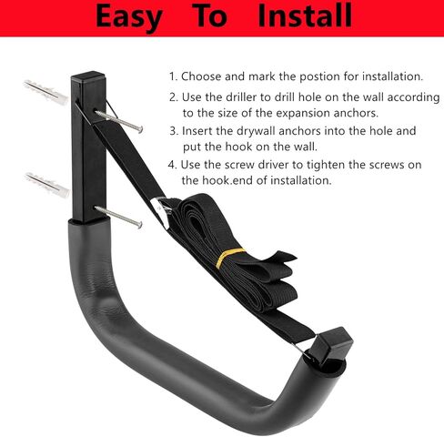 رف تخزين كاياك، خطافات تخزين لوح التجديف على الحائط مقاس 15 بوصة، شماعة لوح ركوب الأمواج شديدة التحمل بوزن يصل إلى 150 رطلًا in Kuwait