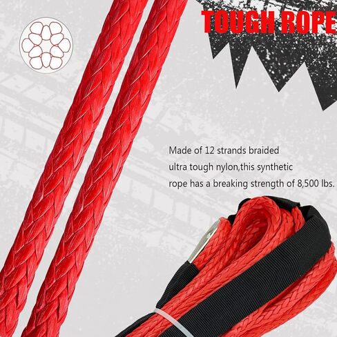 Synthetic Winch String Line Cable 1/4" x 50ft 7800LBS Synthetic Winch Rope Cable Rope with Black Protecting Sleeve and Thimble for atvs Winches ATV UTV SUV Truck Boat Blue in Saudi Arabia