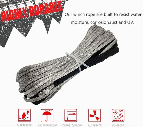 Synthetic Winch String Line Cable 1/4" x 50ft 7800LBS Synthetic Winch Rope Cable Rope with Black Protecting Sleeve and Thimble for atvs Winches ATV UTV SUV Truck Boat Blue in Saudi Arabia