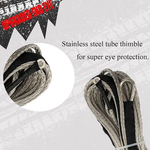 Synthetic Winch String Line Cable 1/4" x 50ft 7800LBS Synthetic Winch Rope Cable Rope with Black Protecting Sleeve and Thimble for atvs Winches ATV UTV SUV Truck Boat Blue in Saudi Arabia