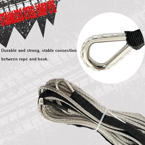 Synthetic Winch String Line Cable 1/4" x 50ft 7800LBS Synthetic Winch Rope Cable Rope with Black Protecting Sleeve and Thimble for atvs Winches ATV UTV SUV Truck Boat Blue in Saudi Arabia