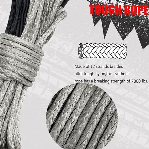 Synthetic Winch String Line Cable 1/4" x 50ft 7800LBS Synthetic Winch Rope Cable Rope with Black Protecting Sleeve and Thimble for atvs Winches ATV UTV SUV Truck Boat Blue in Saudi Arabia