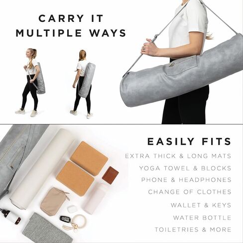 Yoga Mat Bag (Vegan Leather) XL | Yoga Mat Bags for Women | Fits Large Extra Long Mats | Yoga Bag for Women | Yoga Mat Carrying Bag | Yoga Mat Carrier | Yoga Bags and Carriers Fits All Your Stuff in Saudi Arabia