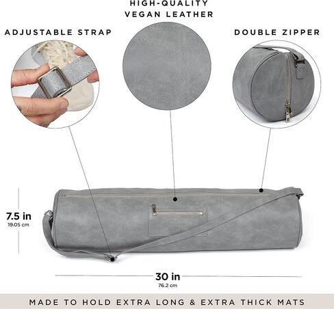 Yoga Mat Bag (Vegan Leather) XL | Yoga Mat Bags for Women | Fits Large Extra Long Mats | Yoga Bag for Women | Yoga Mat Carrying Bag | Yoga Mat Carrier | Yoga Bags and Carriers Fits All Your Stuff in Saudi Arabia