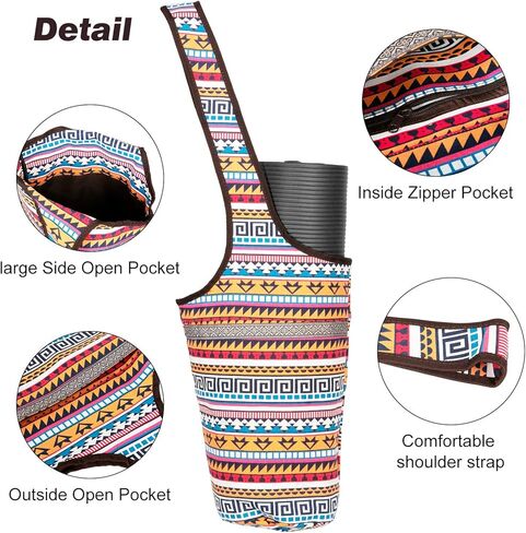 حقيبة سجادة اليوغا مع جيب مفتوح كبير الحجم وجيب بسحاب حقيبة حمل تناسب معظم المقاسات للسيدات، سهلة الوصول وخفيفة الوزن وحزام كتف مريح in Kuwait