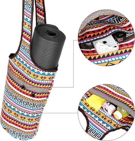 حقيبة سجادة اليوغا مع جيب مفتوح كبير الحجم وجيب بسحاب حقيبة حمل تناسب معظم المقاسات للسيدات، سهلة الوصول وخفيفة الوزن وحزام كتف مريح in Kuwait