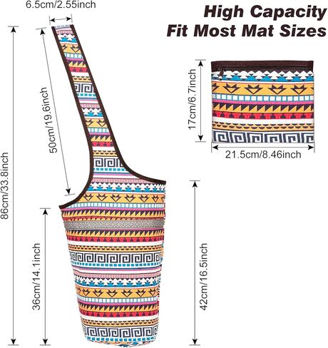 حقيبة سجادة اليوغا مع جيب مفتوح كبير الحجم وجيب بسحاب حقيبة حمل تناسب معظم المقاسات للسيدات، سهلة الوصول وخفيفة الوزن وحزام كتف مريح in Kuwait